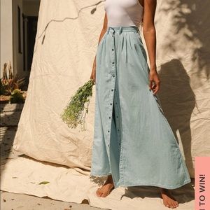 Baez Blue Chambray Maxi Skirt